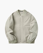 Minimal Bomber Jacket with Zip Front and Sleeve Pocket