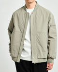 Minimal Bomber Jacket with Zip Front and Sleeve Pocket - Grey