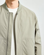 Minimal Bomber Jacket with Zip Front and Sleeve Pocket