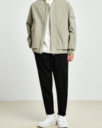 Minimal Bomber Jacket with Zip Front and Sleeve Pocket