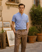 Organic Cotton Knit Polo Shirt with Contrast Collar, Short Sleeve