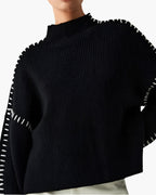 Oversized Mock Neck Jumper with Contrast Stitch Detail