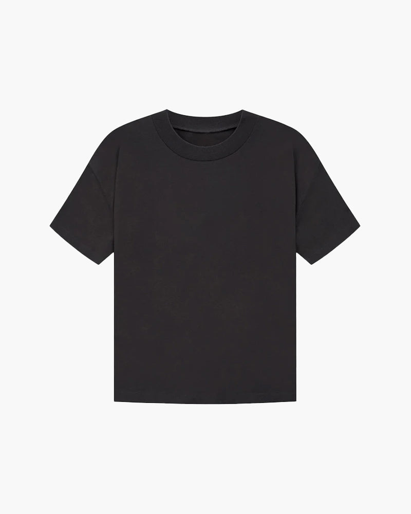 Plain Round Neck T-Shirt in Cotton Blend, Short Sleeve