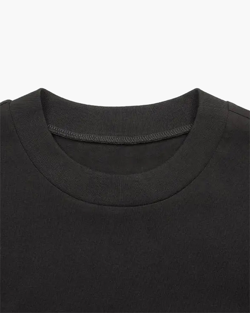 Plain Round Neck T-Shirt in Cotton Blend, Short Sleeve