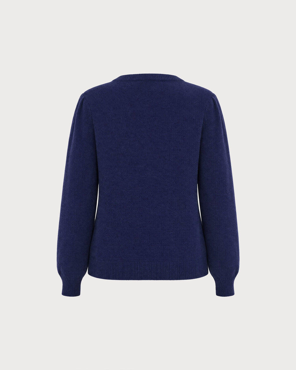 Pointelle Knit Cardigan with Round Neck and Gold Buttons - Blue