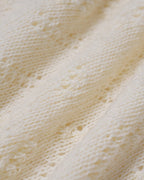 Pointelle Knit Jumper with Round Neck and Ribbed Cuffs - Apricot