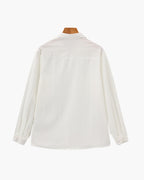 Ribbed Camp Collar Shirt with Long Sleeves and Button Front