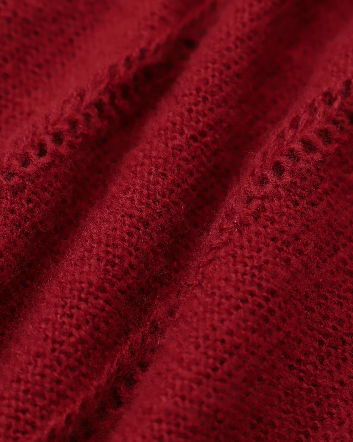 Ribbed Cardigan with Lantern Sleeves and Tie Hem - Red