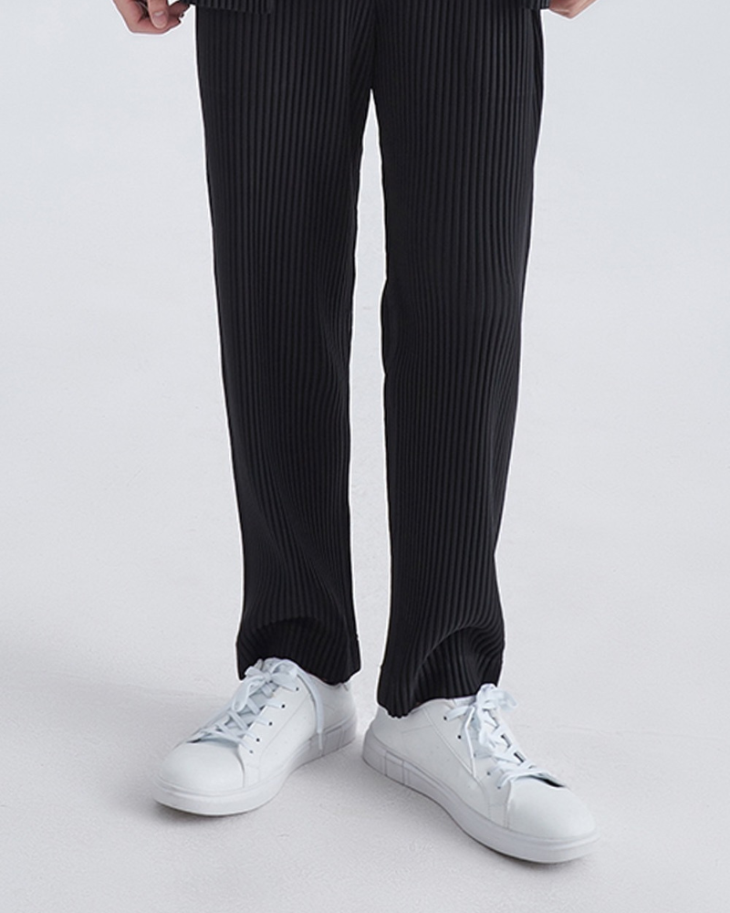 Ribbed Cotton Blend Trousers with Drawstring Waist