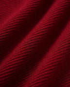 Ribbed Knit Midi Dress with Button Placket and Fluted Hem - Wine Red