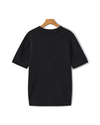 Ribbed Knit Polo Shirt with Button Placket, Short Sleeve