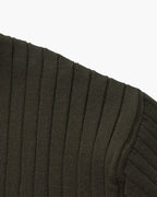 Ribbed Knit Polo Shirt with Button Placket, Short Sleeve