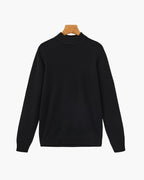Ribbed Mock Neck Jumper with Fine Knit Texture - Black