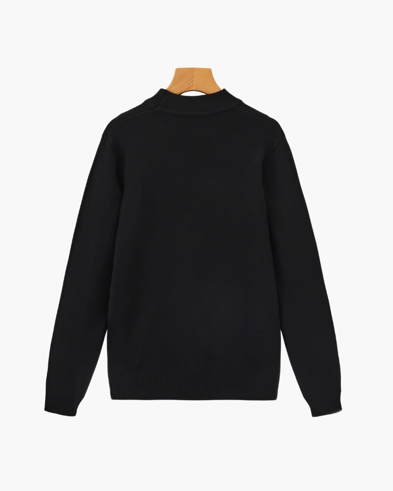 Ribbed Mock Neck Jumper with Fine Knit Texture