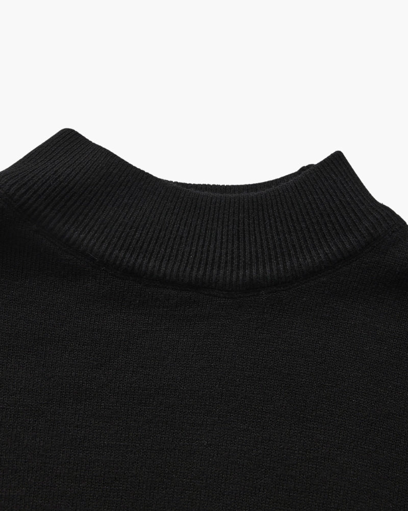 Ribbed Mock Neck Jumper with Fine Knit Texture