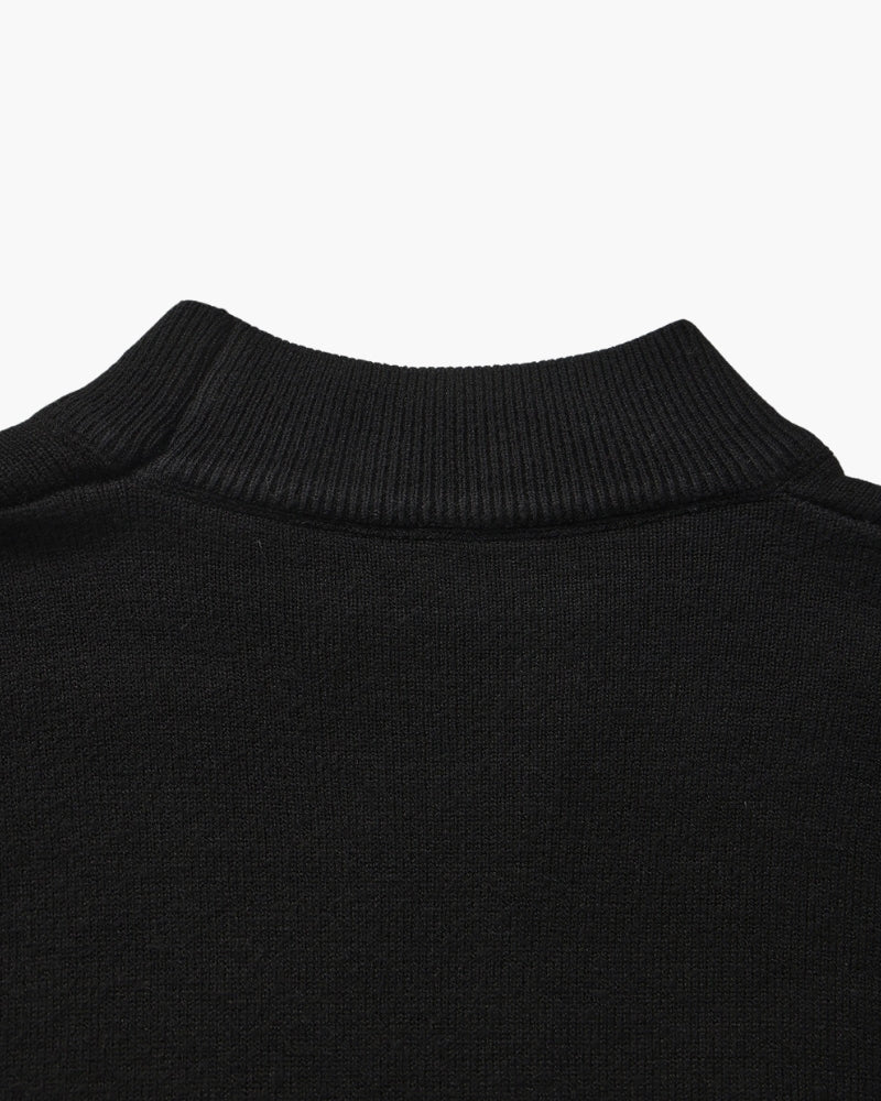Ribbed Mock Neck Jumper with Fine Knit Texture