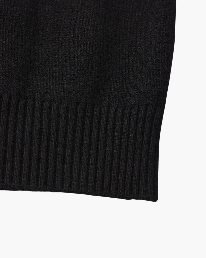 Ribbed Mock Neck Jumper with Fine Knit Texture
