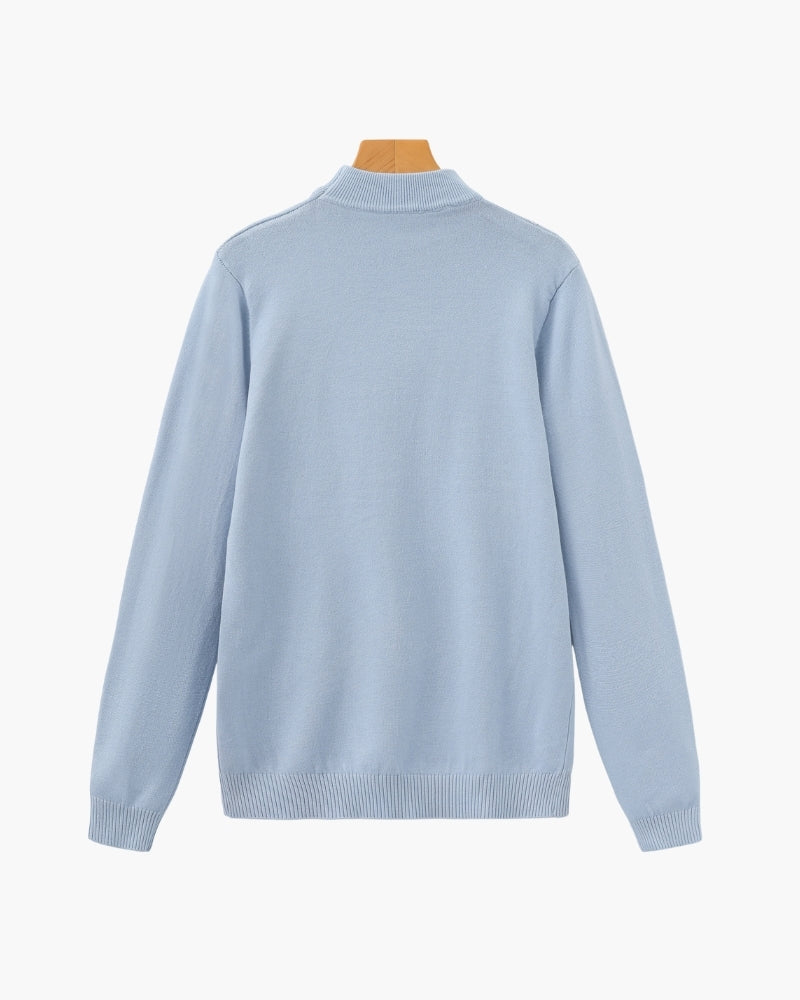 Ribbed Mock Neck Jumper with Fine Knit Texture