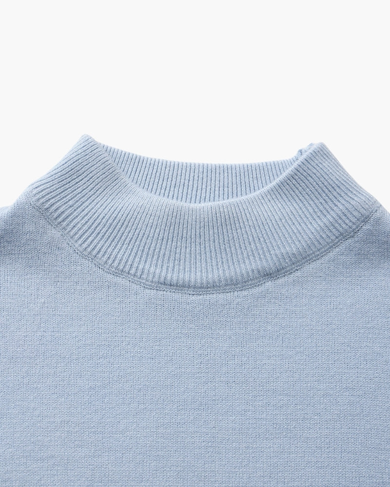 Ribbed Mock Neck Jumper with Fine Knit Texture
