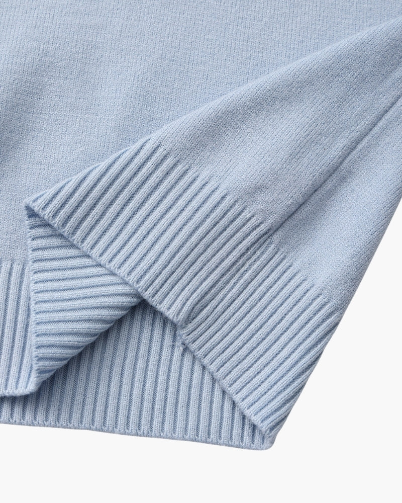 Ribbed Mock Neck Jumper with Fine Knit Texture