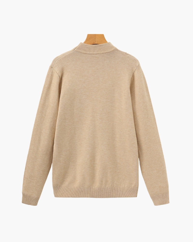 Ribbed Mock Neck Jumper with Fine Knit Texture