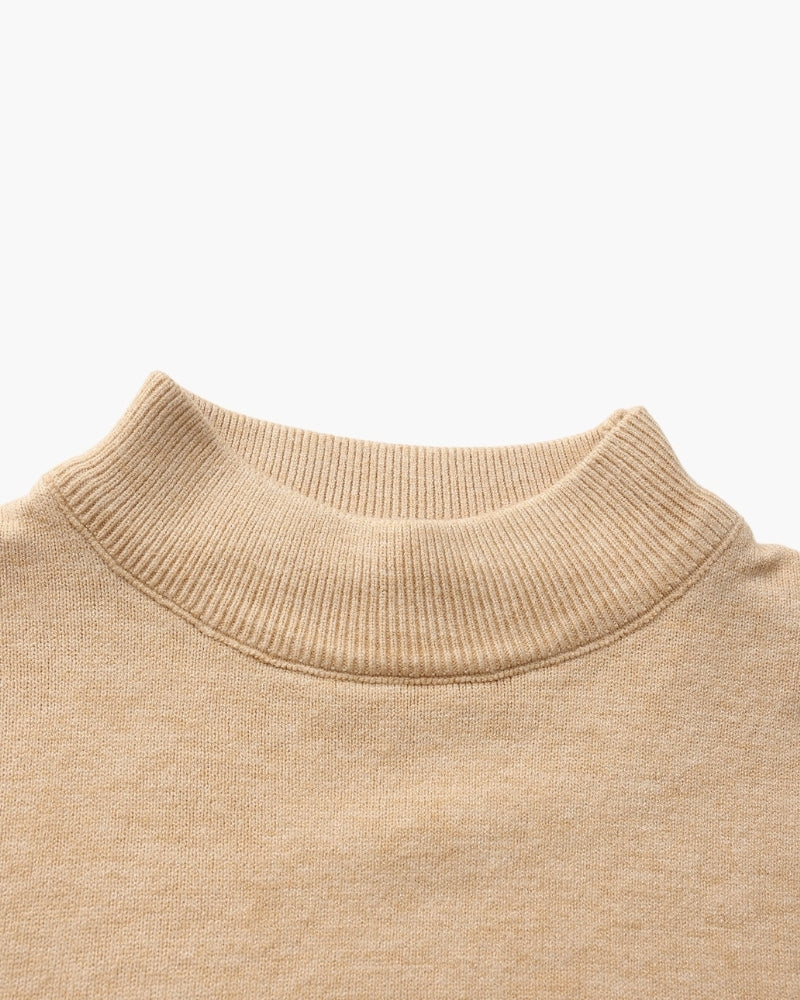 Ribbed Mock Neck Jumper with Fine Knit Texture