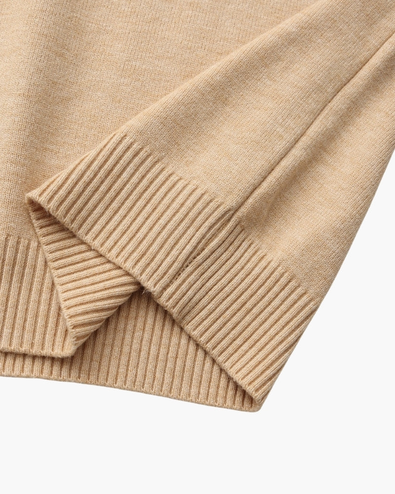 Ribbed Mock Neck Jumper with Fine Knit Texture