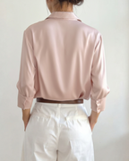 Satin Shirt with Point Collar, Slightly Oversized, Long Sleeve