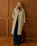 Single Breasted Trench Coat with Check Lined Cuffs - Khaki