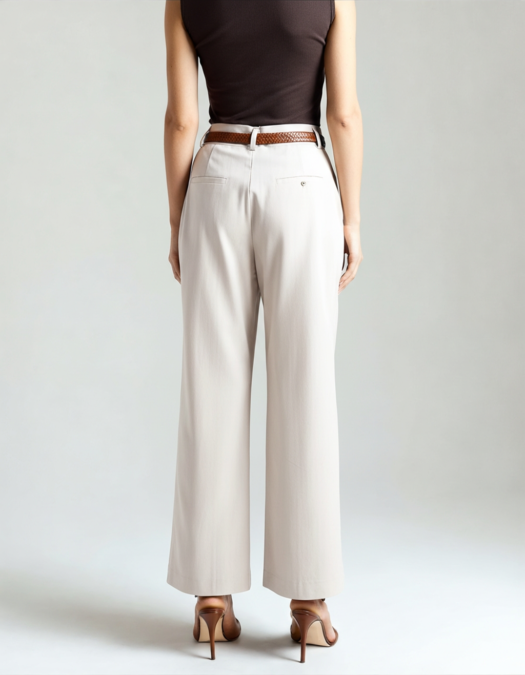 Straight Leg Lightweight Trousers with Belt Loops