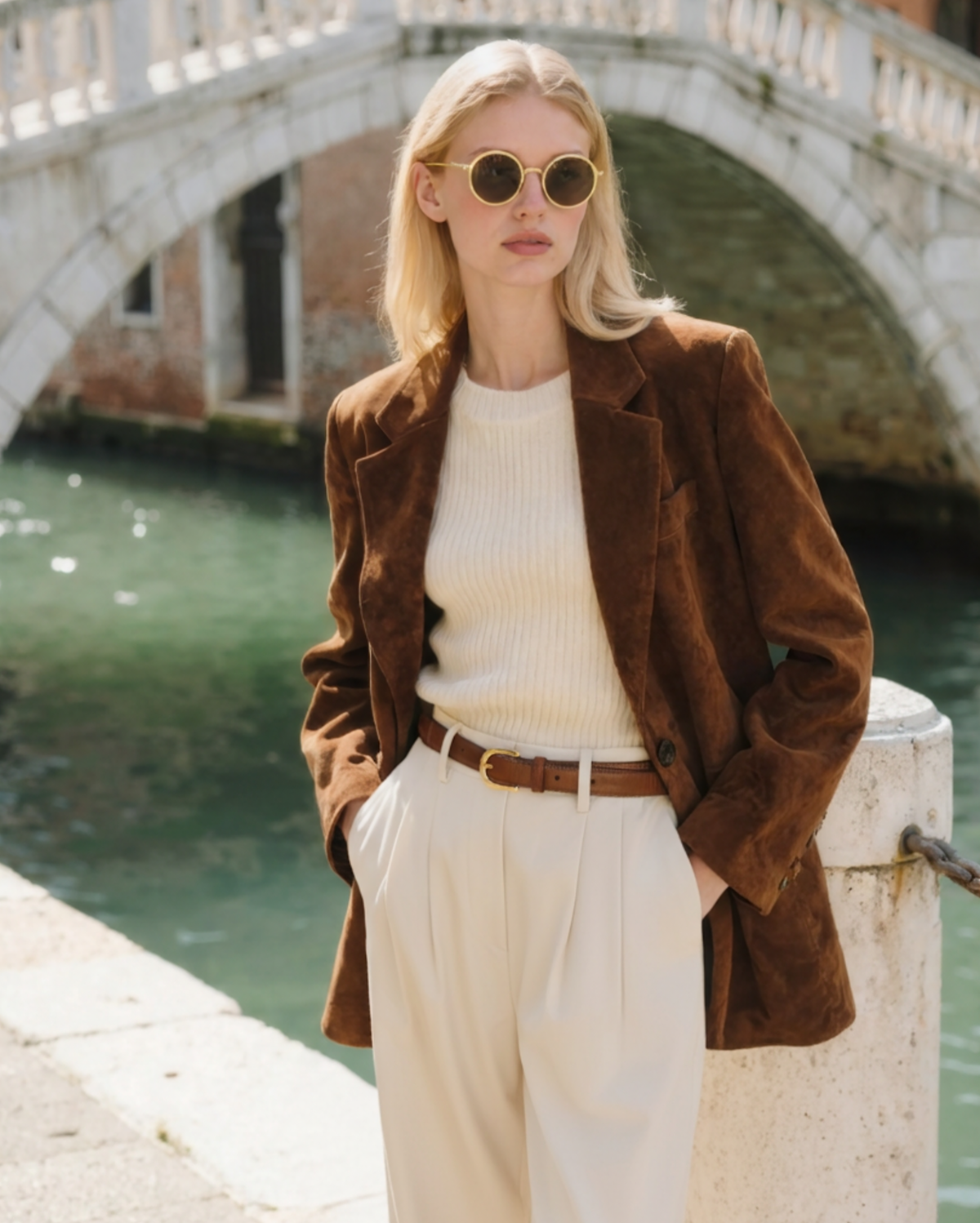 Straight Leg Lightweight Trousers with Belt Loops