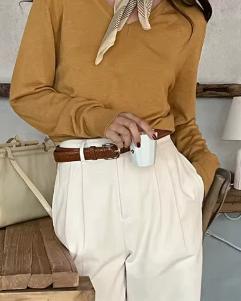 Straight Leg Lightweight Trousers with Belt Loops