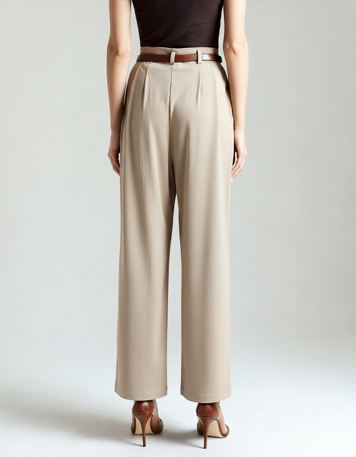 Straight Leg Lightweight Trousers with Belt Loops