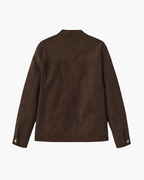 Suede Blouson Jacket with Point Collar and Zip Front