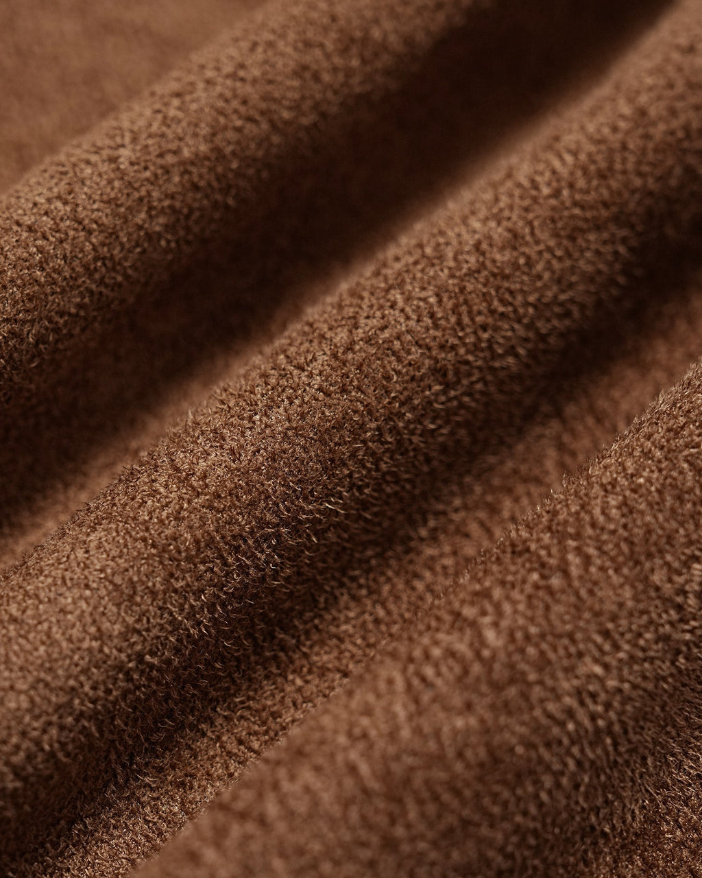 Suede Look Blouson Jacket with Point Collar and Pockets - Brown