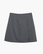 Tailored Mini Skirt with Side Slit and Back Zip - Grey