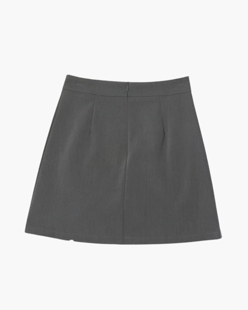 Tailored Mini Skirt with Side Slit and Back Zip