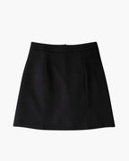 Tailored Mini Skirt with Side Slit and Back Zip - Black