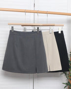 Tailored Mini Skirt with Side Slit and Back Zip