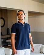 Tipped Polo Shirt with Contrast Trim, Short Sleeve