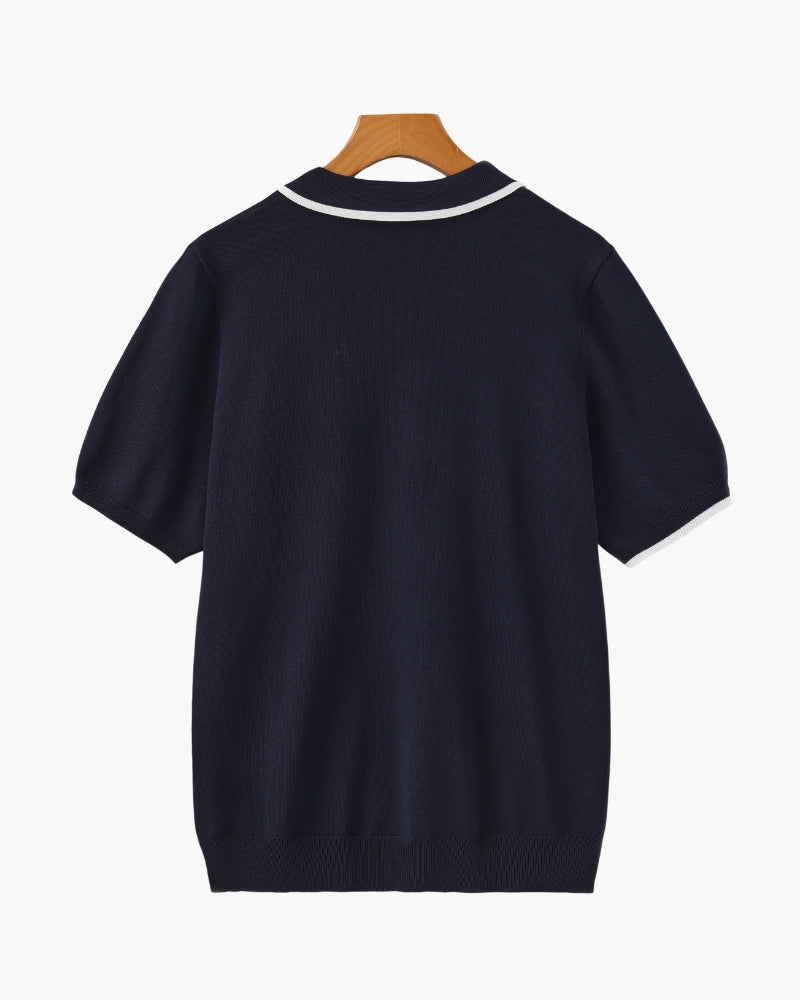 Tipped Polo Shirt with Contrast Trim, Short Sleeve