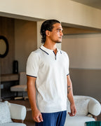 Tipped Polo Shirt with Contrast Trim, Short Sleeve