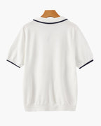 Tipped Polo Shirt with Contrast Trim, Short Sleeve