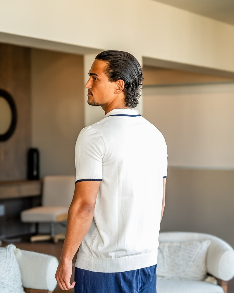Tipped Polo Shirt with Contrast Trim, Short Sleeve