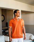 Tipped Polo Shirt with Contrast Trim, Short Sleeve