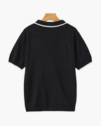 Tipped Polo Shirt with Contrast Trim, Short Sleeve