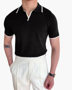 Tipped Polo Shirt with Contrast Trim, Short Sleeve