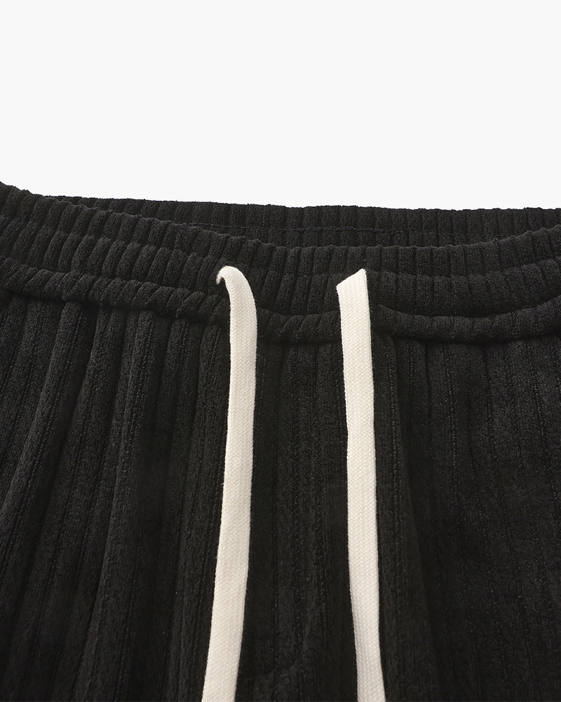 Velvet Corduroy Trousers with Drawstring Waist