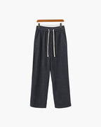 Velvet Corduroy Trousers with Drawstring Waist - Grey