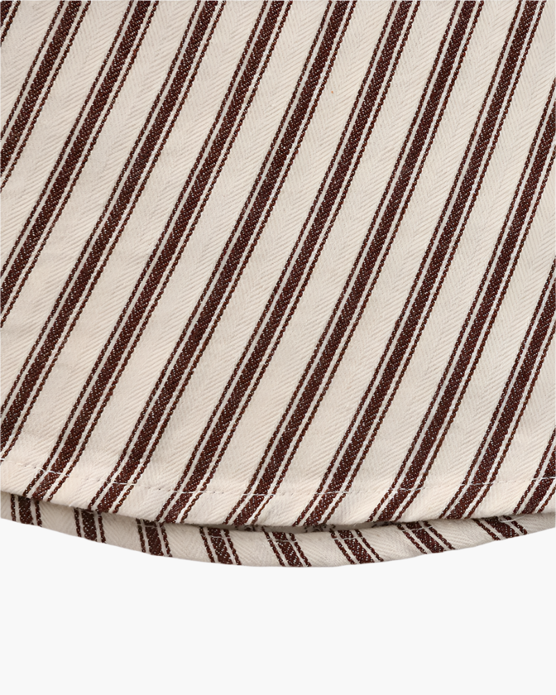 Vertical Stripe Shirt with Long Sleeves and Structured Collar